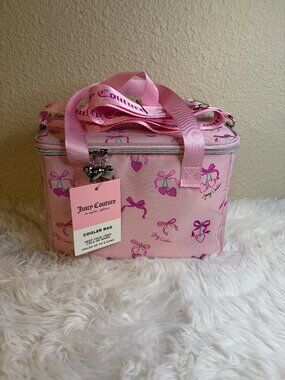 Juicy Couture Pink Cherry Bow Insulated Cooler Lunch Bag 6 Can NWT
